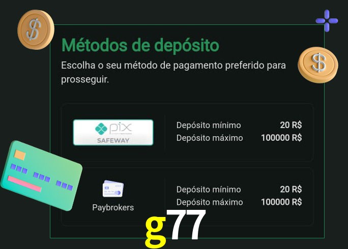 O cassino g77 oferece uma grande variedade de métodos de pagamento